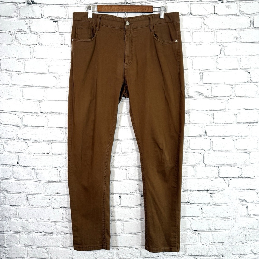 Authentic Fendi Roma Brown Slim Fit Stretch Pants‎ 34x31